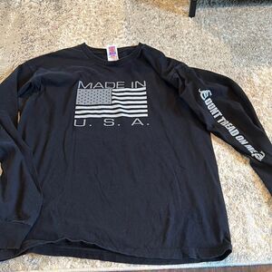Bayside Men size L  Made In
U.S.A. Long-sleeve Black Graphic EUC